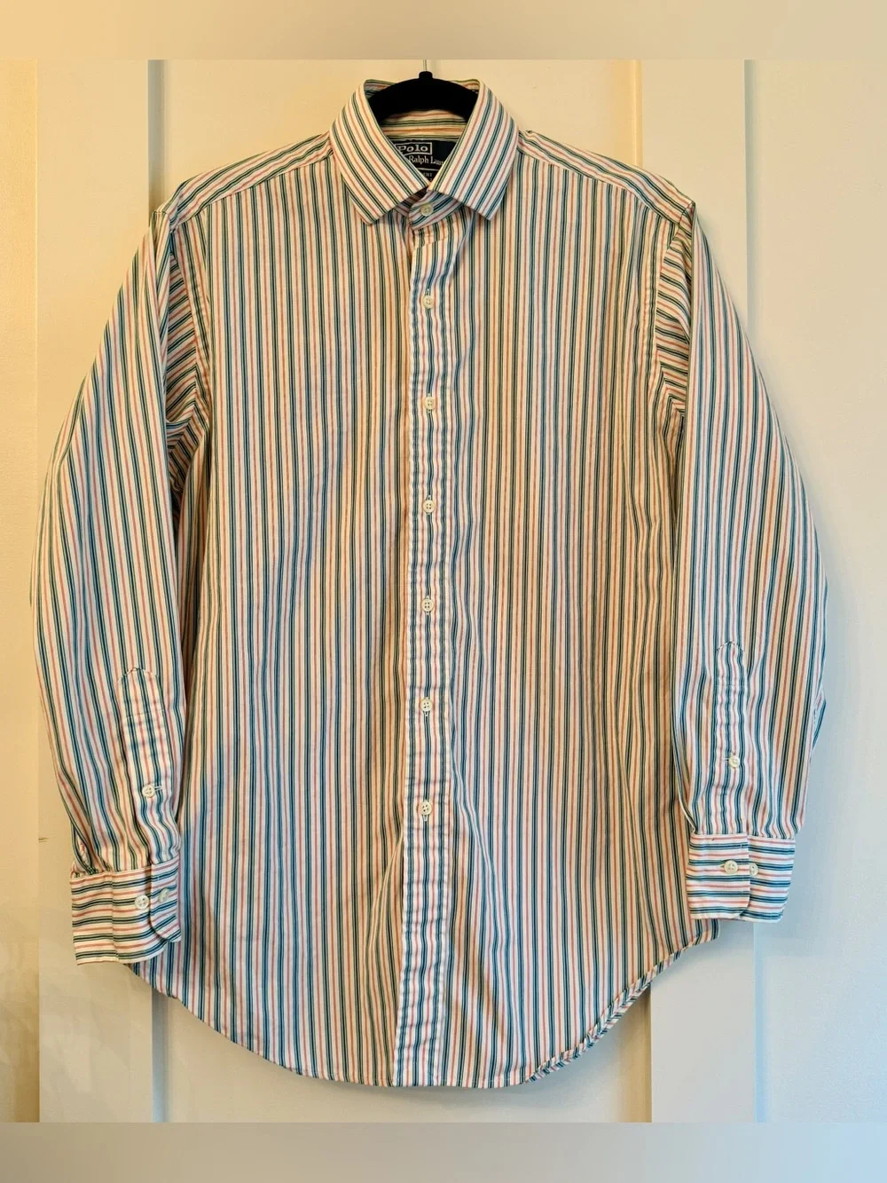 Polo by Ralph Lauren Blue, Green & Red Striped Dress Shirt